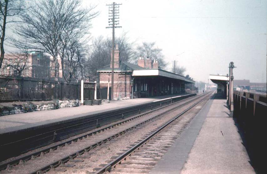 Bournville station photographed from the southern end of the down platform on Sunday 11th March 1956