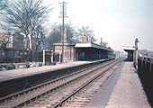 Bournville station photographed from the southern end of the down platform on Sunday 11th March 1956