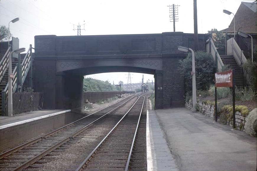 Looking south from Bournville station with Maryvale Road bridge in the foreground on Monday 10th June 1963