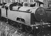 LMSR 3P 0-6-4T No 2033 stands with other engines in a siding alongside the shed at Bournville on Saturday 15th June 1935