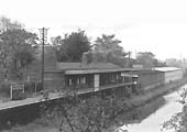 A late 1950s view of Bournville station showing the new extension to the down platform's passenger shelter