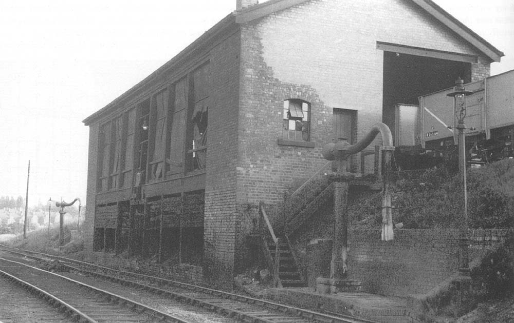 Bournville shed's coaling stage with water crane's placed on either side to facilitate easy coaling and watering