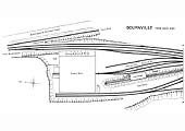 A schematic drawing showing the layout and track plan of Bournville shed and yard in 1939