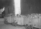 An internal view of the coaling stage showing the tubs used to tip the coal into the bunker or tender of locomotives