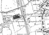 An 1882 Ordnance Survey Map showing the location of Bournville station prior to the erection of the shed