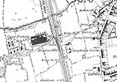 An 1882 Ordnance Survey Map showing the location of Bournville station prior to the erection of the shed