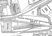 A 1937 Ordnance Survey Map showing the layout of Bournville shed and yard published in 1939