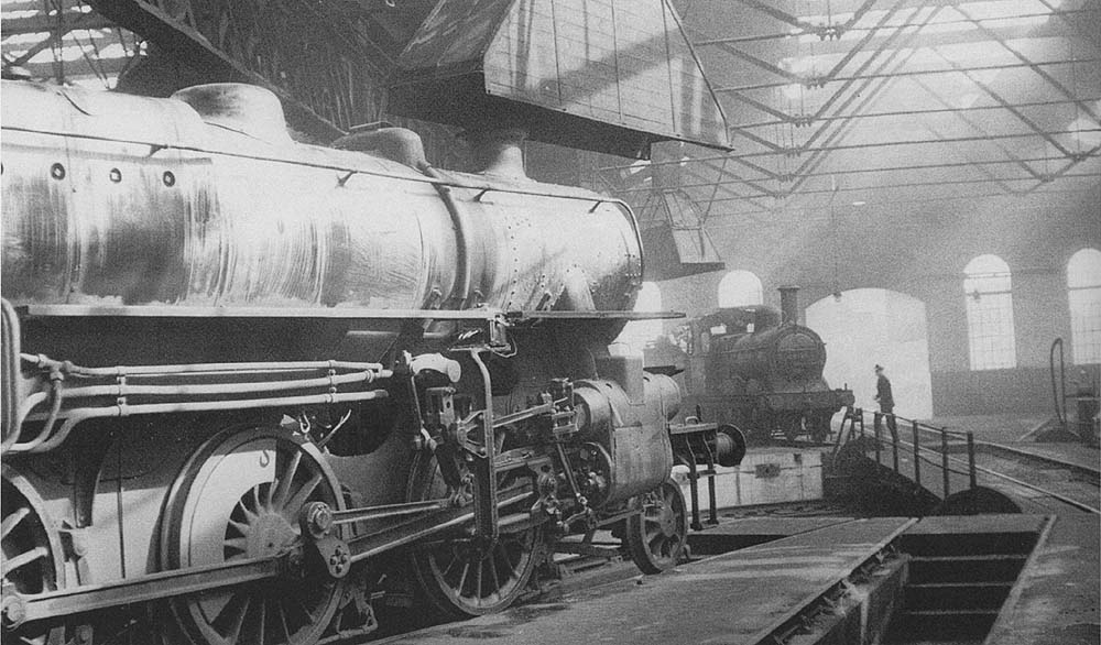 An undated view of British Railways built 4MT 2-6-0 No. 43040 inside the roundhouse
