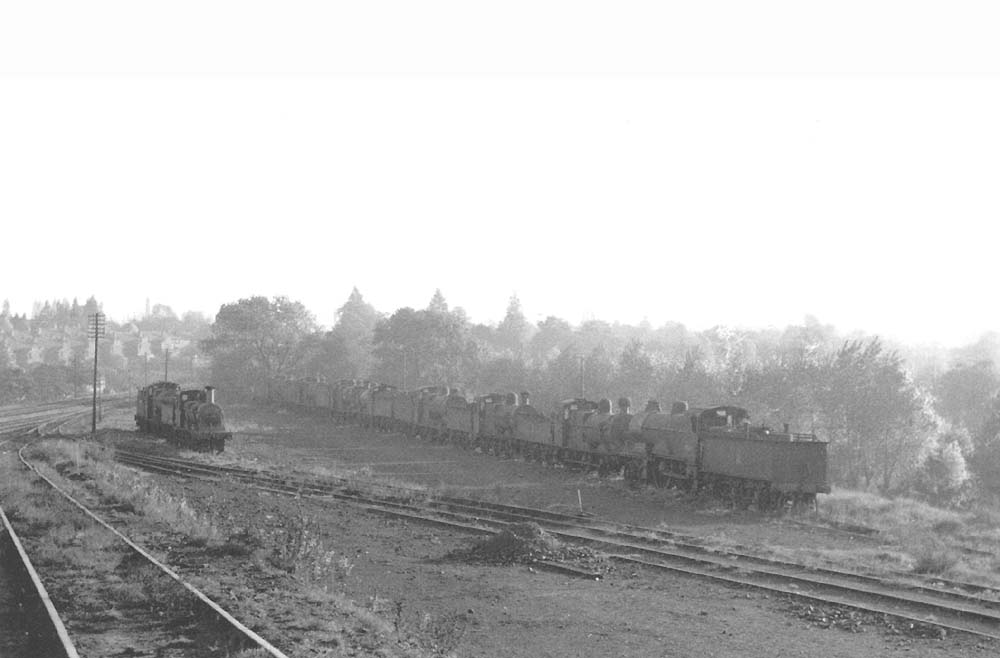 An undated view of stored engines in the yard of Bournville shed, taken by D Skevington, probably in the late fifties