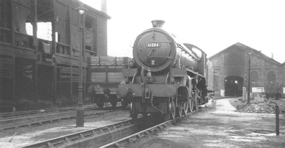 British Railways built B1 4-6-0 No 61284 is seen standing over the ash pit at Bournville shed in October 1957