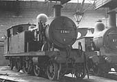 Ex-LTSR 2P 4-4-2T No 2106 stands inside the shed next to MR 0-6-0 'Johnson half-cab' No 1700 in June 1935