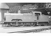 Ex-MR 3P 0-6-4T 'Flatiron' No 2036 stands cold inside Bournville roundhouse on Sunday 2nd June 193