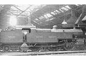 Ex-LMS 4P 2-6-4T No 42338, a Fowler design, is seen standing cold inside shed on Sunday 24th September 1950