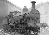 LMSR 1P 2-4-0 No 20002 photographed outside the shed at Bournville on Saturday 2nd March 1935