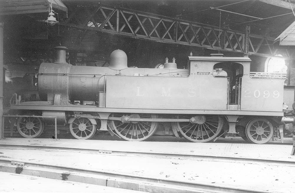 Ex-MR 2P 4-4-2T No 2099 seen side on inside the roundhouse at Bournville on Saturday 15th June 1935