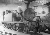 Ex-LTSR 2P 4-4-2T No 2106 photographed inside the roundhouse at Bournville on Saturday 15th June 1935
