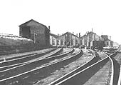 Bournville shed and coaling stage photographed from the entrance to the shed in September 1936