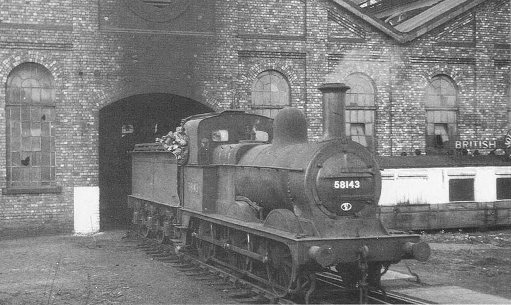 Ex-MR 2F 0-6-0 No 58143 is seen entering the roundhouse, after taking on a full load of coal, on Sunday 6th May 1956