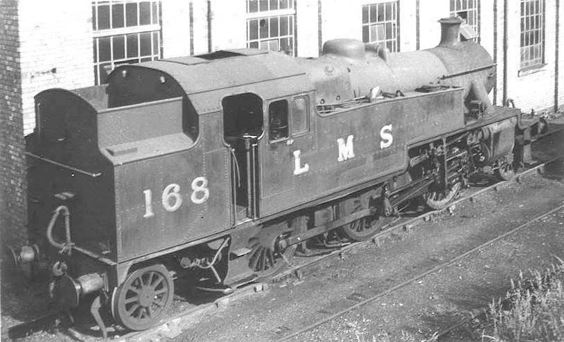 LMS 3MT 2-6-2T No 168, in LMS livery, seen stabled at the back of Bournville shed on Sunday 4th July 1948