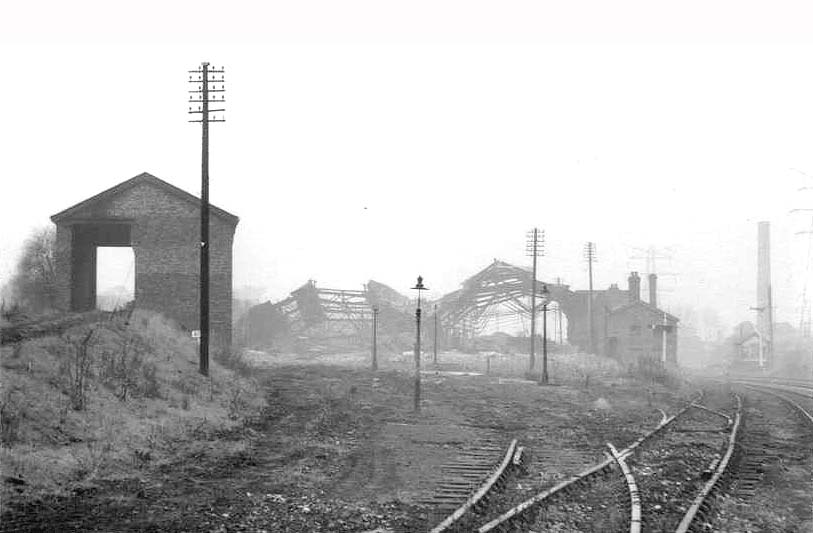 View of the shed and yard with demolition in progress taken on Sunday 19th November 1961