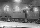 Ex-MR 3P 0-6-4T No 2037 stands inside the roundhouse at Bournville on Saturday 15th June 1935