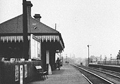 Close up showing the up platform's main structure which comprised booking office and waiting rooms
