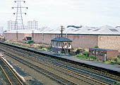 Close up showing the front of the pair of diesels standing at Bromford Bridge with a brake tender coupled to the front of the locomotives