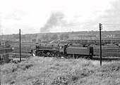 BR 2-10-0 Standard Class 9F No 92223 departs light engine from Washwood Heath sidings headshunt circa 1966