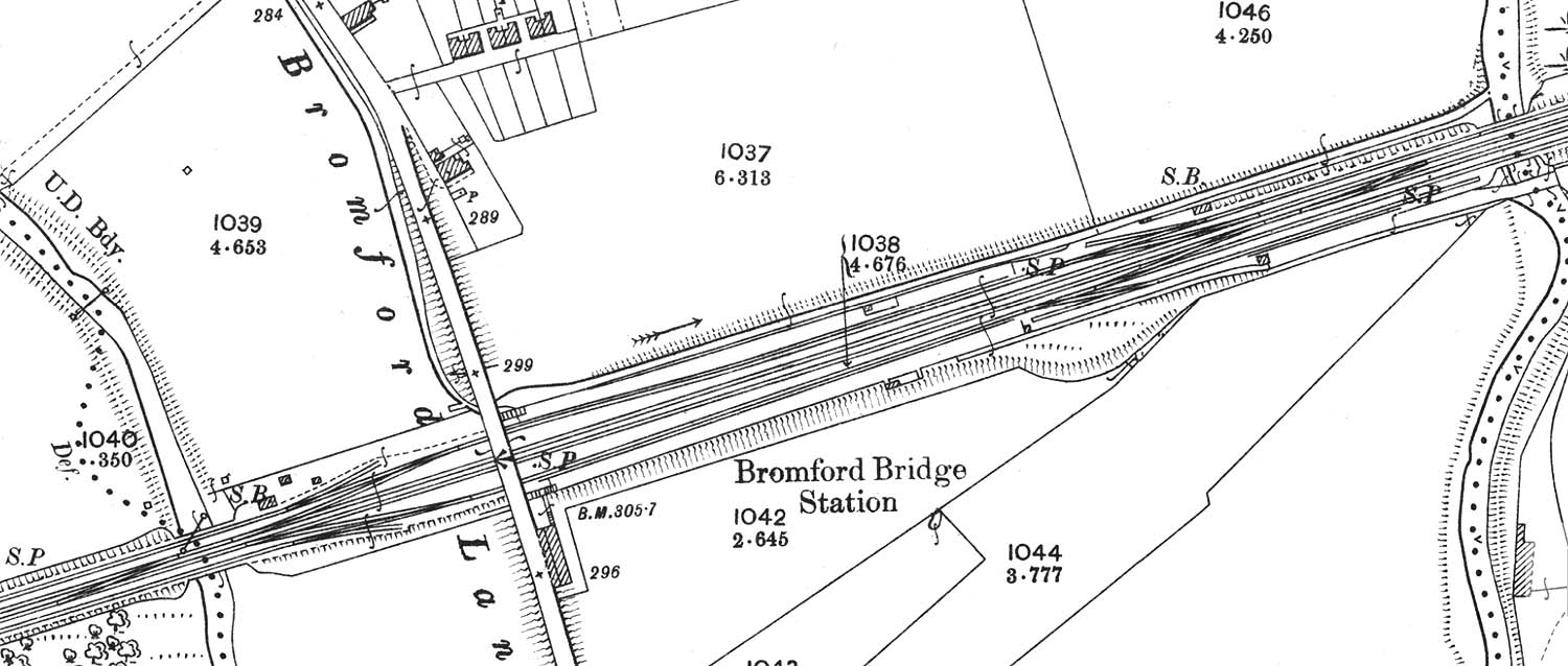 A 1902 Ordnance Survey Map showing the location of Bromford Bridge station in relation to the start of Washwood Heath sidings which lay to the West