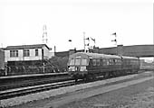 A two-car Diesel Multiple Unit passes through the station on its way to Leicester via Nuneaton Abbey Road