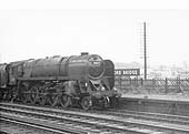 British Railways 9F 2-10-0 No 92117 passes through Bromford Bridge with a Class H through freight service