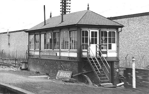 View of the western and front elevations of Bromford Bridge's LMS Signal Box with the entrance on the right