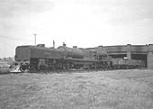 Ex-LMS Garratt 2-6-0+0-6-2 No 47972 is seen near Bromford Bridge station at the head of a down Class J mineral train approaching Washwoon Heath sidings