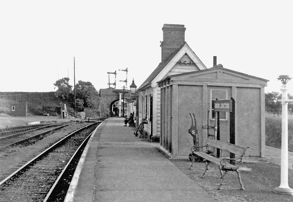 Looking south towards Alcester with the new concrete garage now standing on the platform