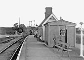 Looking south towards Alcester with a pre-cast concrete building now replacing the grounded coach on the platform