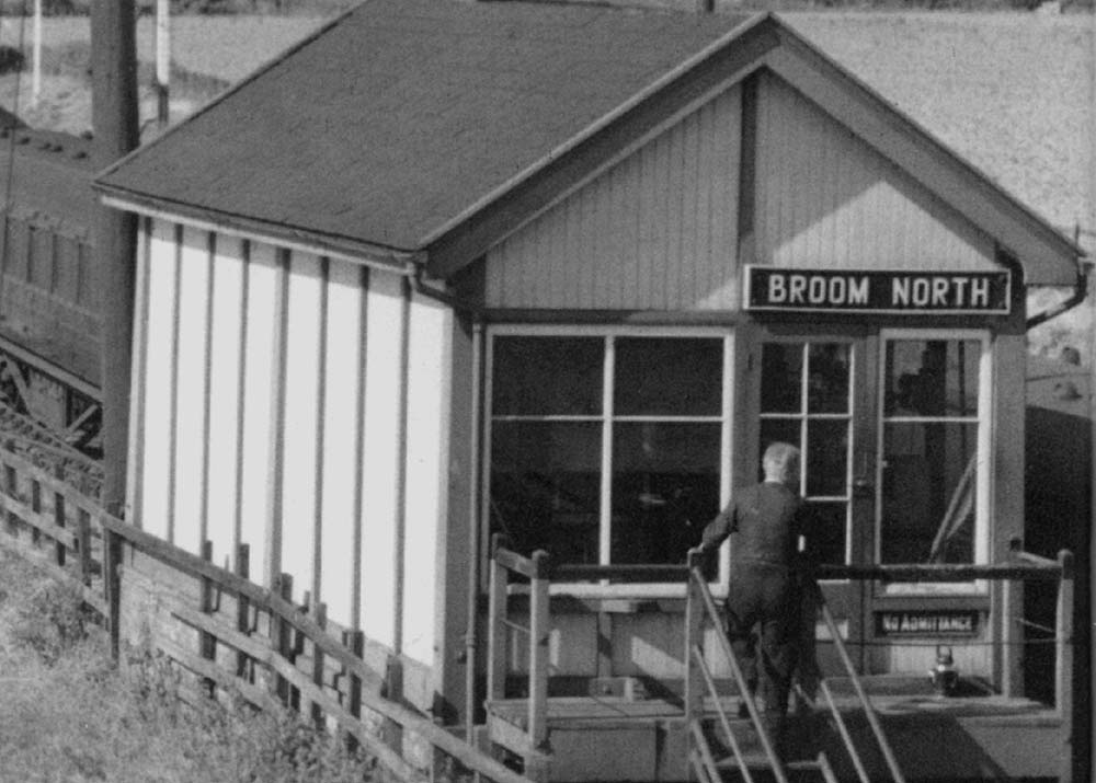 Close up of Broom Junction's third signal box which has now been named Broom North signal box after the opening of the 1942 south junction