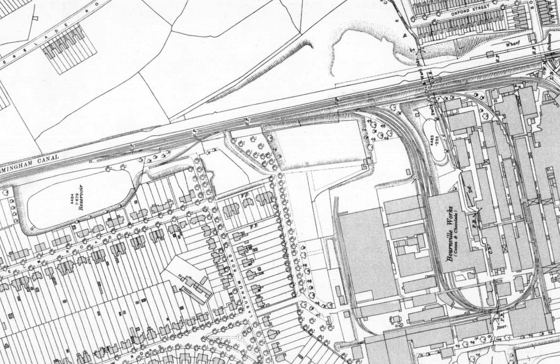 Ordnance Survey 25 inch to mile map of Cadbury's siding & works revised in 1914 & published 1916