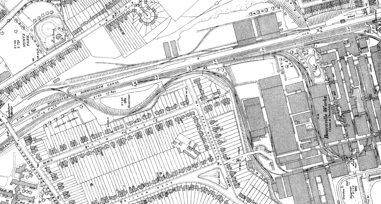 Ordnance Survey 25 inch to mile map of Cadbury's siding & works revised in 1937 & published 1939