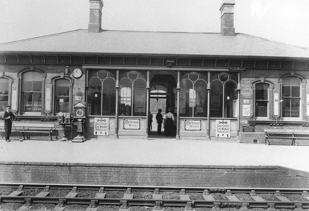 View of the front elevation of Camp Hill station's main passenger facilities located on the up platform