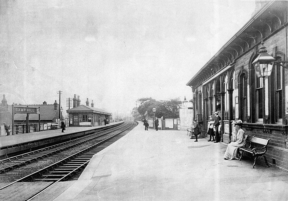 An Edwardian view of Camp Hill Station looking towards Brighton Road with the down platform on the left