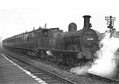 Ex-MR 0-4-4T 1P No 1348 is seen at the head of a suburban service during the afternoon on 2nd March 1936