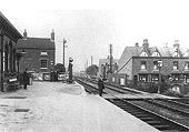 Looking towards Birmingham showing the two water cranes located on either side of the bridge over Highgate Road