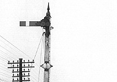 View of Camp Hill's up outer home signal which comprises the original MR post with a LMS upper quadrant arm