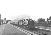 Ex-LMS 5XP 4-6-0 No 45519 'Lady Godiva runs through the station on the up Devonian on Saturday 5th September 1959