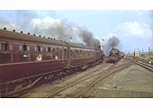BR 5MT 4-6-0 No 73028 departs Castle Bromwich on an up passenger service on 5th September 1959