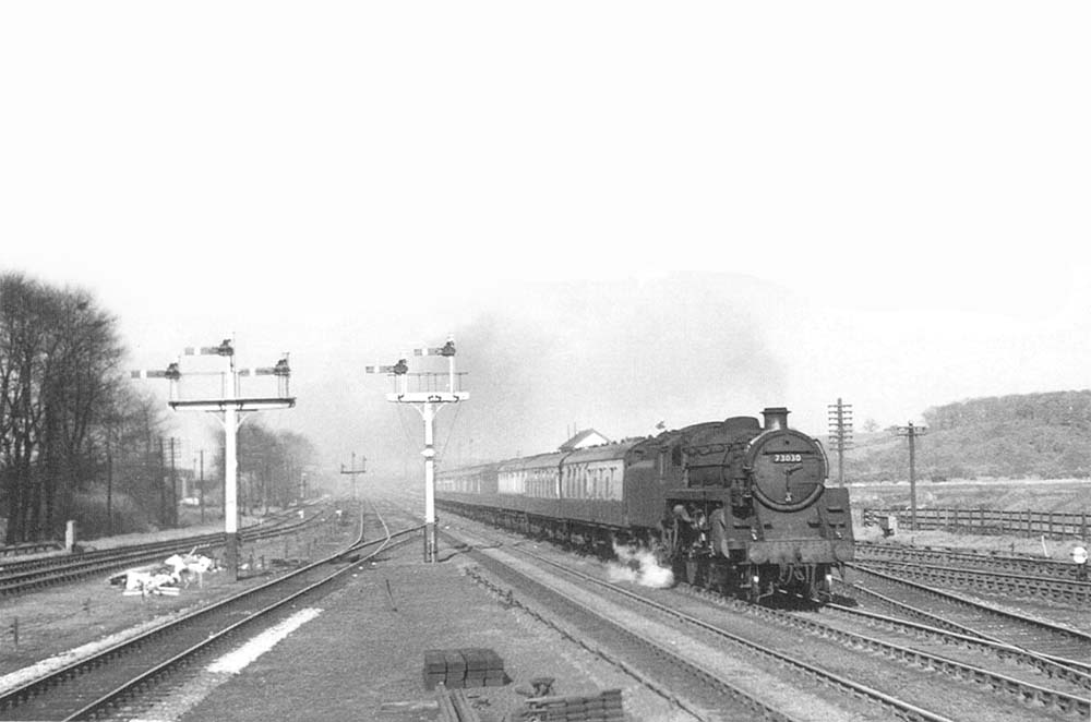 Castle Bromwich Station BR Standard 5MT No 73030 approaches Castle