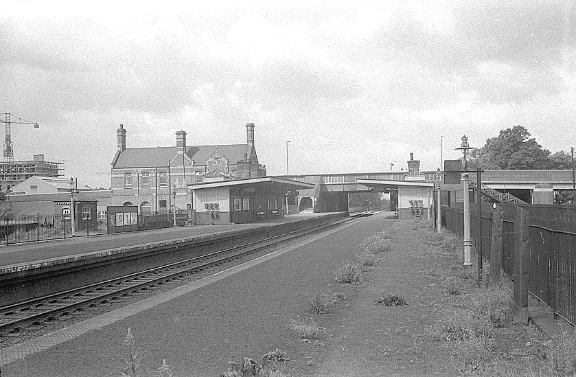 Looking towards New Street along the station's up platform with the goods yard on the left