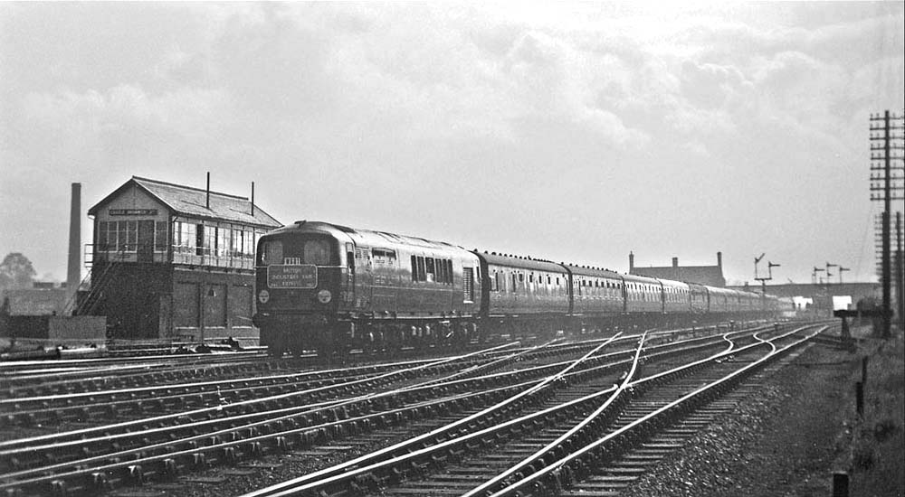 Bulleid Diesel 10203 departs Castle Bromwich with a return British Industries Fair special service on 15th May 1957