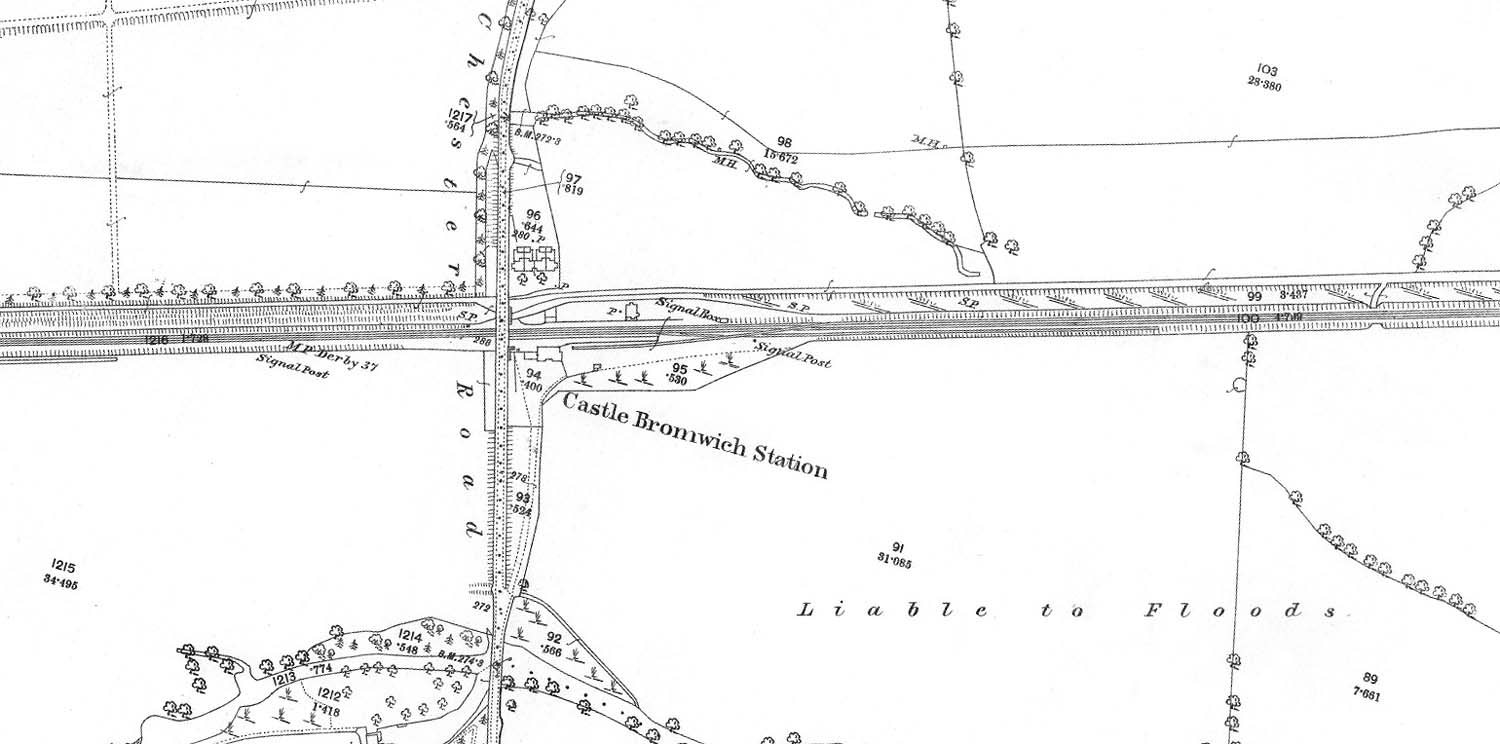 An 1886 25 inch to the mile Ordnance Survey Map showing the original two platform station, down refuge siding and goods yard