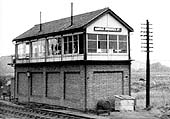 Two views of the western elevation and front of Castle Bromwich Junction Signal Box as seen in 1963